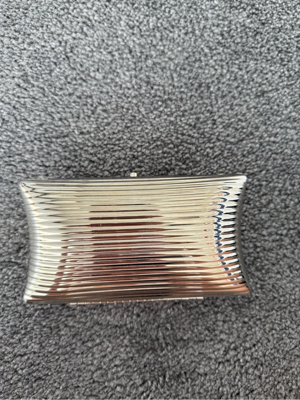 Silver Ribbed Hardcase Clutch - Women Bags
